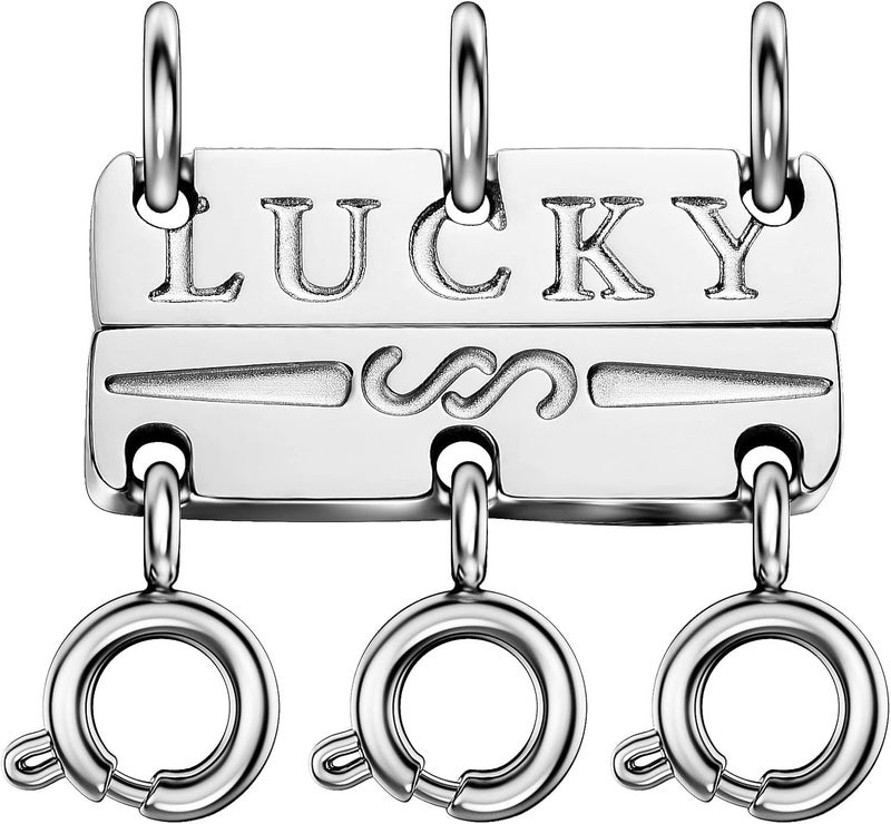 OHINGLT Lucky Necklace Layering Clasp Separator for Stackable,14K Gold and Silver Plated Multiple Necklace Clasps for Women - Image 1